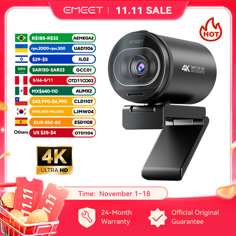 เว็บแคม 4K EMEET S600 สำหรับพี - 4K Microscope Camera Sony Sensor บทวิจารณ์และราคา